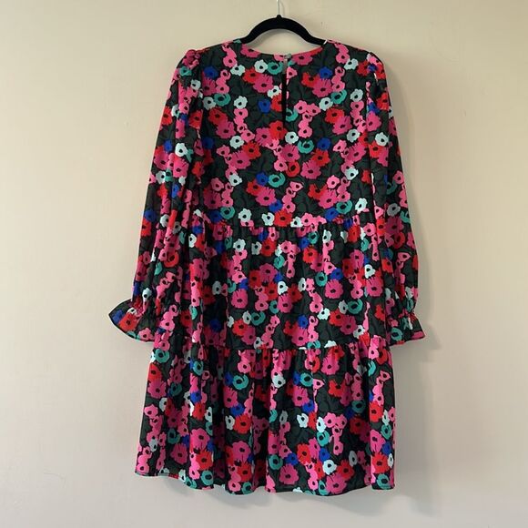 Crosby by Mollie Birch Kirby Dress Floral Mod Black Colorful 70’s Babydoll Sm - Picture 2 of 11